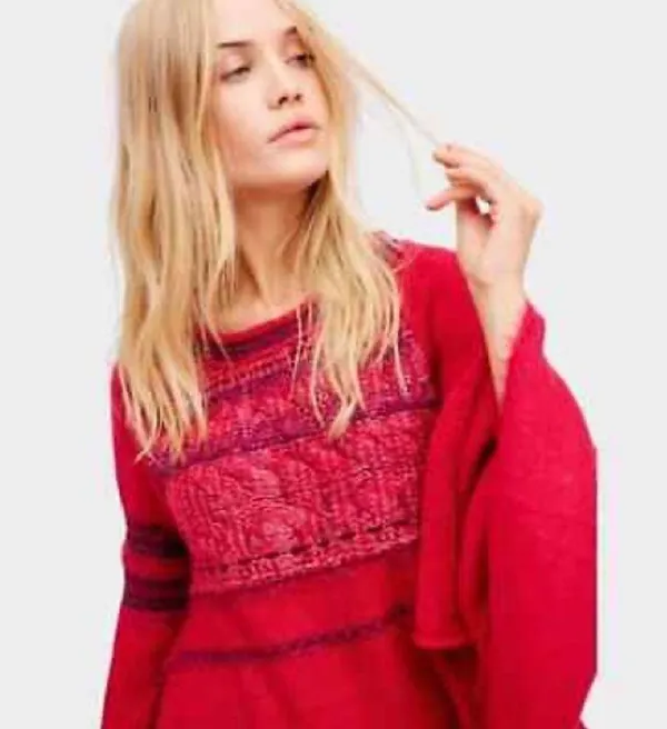 Free People Craft Time Bell Sleeve Sweater - Pink - Image 2