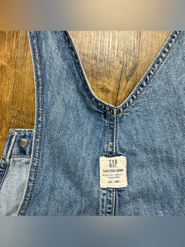 Vtg GAP Denim Shortalls Overalls Sz XL Relaxed Cotton Faded - Image 11