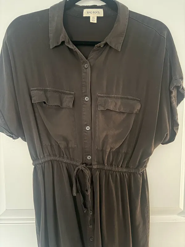 Rag Poets XS Black Button Down Shirt Dress - Image 2