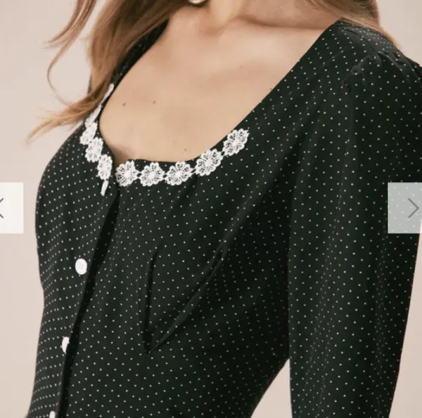 RIHOAS The Black U Neck Polka Dot Lace Midi Dress 3 - Image 5