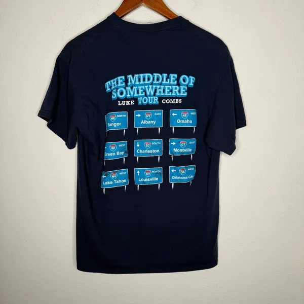 Luke Combs MOS Navy Interstate Tour‎ Tee Sz M Blue Size M - Image 4