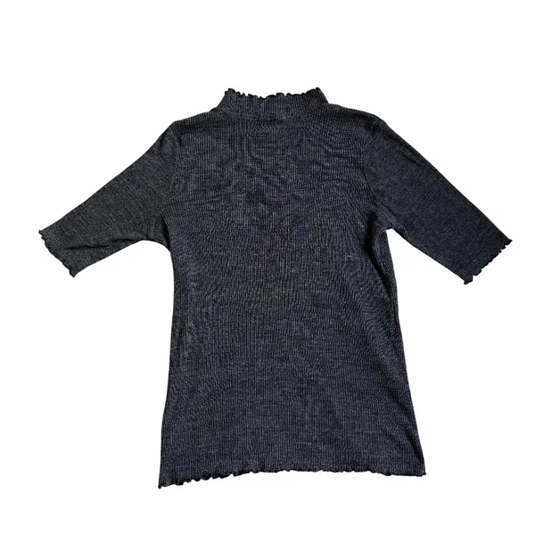 Anthropologie T.la Lettuce Edge Heather Charcoal Ribbed Mock Neck Top Size Small - Image 2
