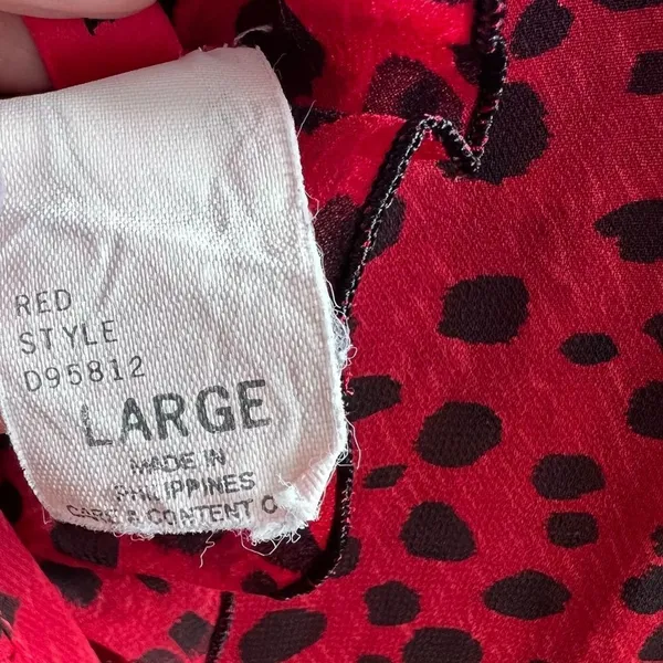 Natori Robe & Nightgown Set Red and Black Leopard Spots Ruffle Size Medium Large - Image 11