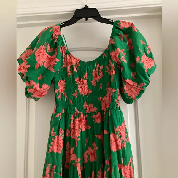 Peach and love California Dress Vibrant Green and Pink Maxi Dress - Image 4