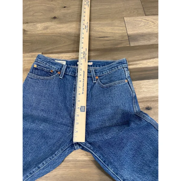 Levi’s Premium Wedgie Straight Cropped High Rise Button Fly Raw Hem Cotton Denim - Image 8