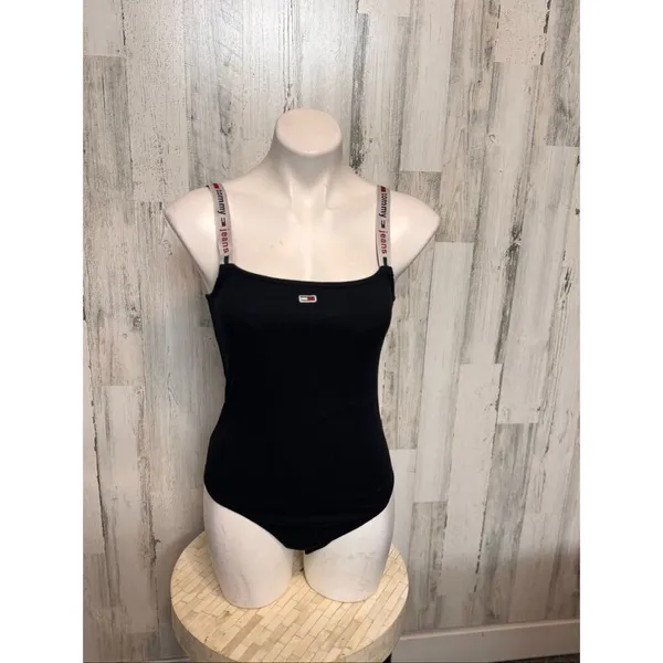 Tommy Jeans Bodysuit Black Size M Logo Strap One Piece NWT - Image 2