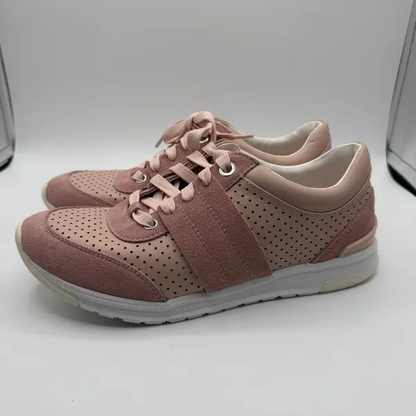 Foot Petals Pink Leather Suede Perforated Comfort Sneakers Women’s 8M - Image 3