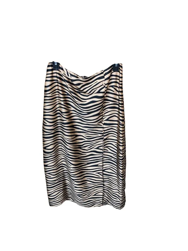 Le Lis Satin Zebra Print Slit Maxi slip Skirt Black Tan Date night Office Siren - Image 4