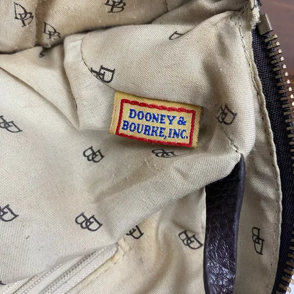Dooney And Bourke Vintage Leather Brown Leather Signature Canvas Satchel Handbag - Image 12