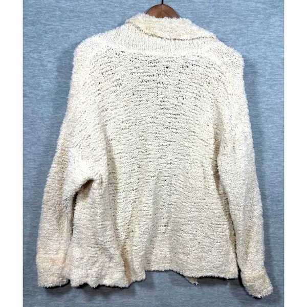Free People Womens S Sweater Wool Blend Cream Fuzzy Jacket Asymmetrical Zip‎ - Image 7