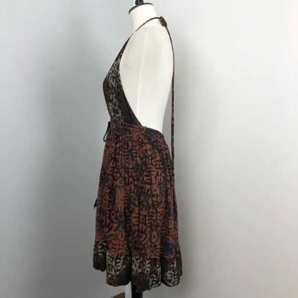 Free People Beach Day Open Back Halter Mini Dress In Black Medium - Image 10