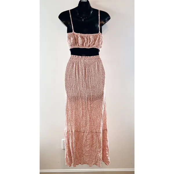 Abercrombie Animal Print Crop Tank Top & Maxi Skirt Matching Set Pink M/L - Image 3