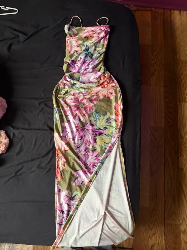 Elegant Lulus Dress Maxi Make It Satin - Image 2