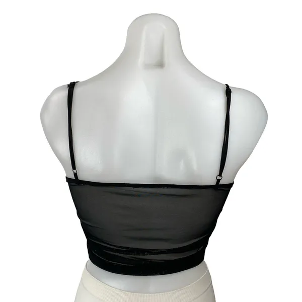 Princess Polly Black Mesh Sheer Sleeveless Bustier Corset Tie Crop Top Size S - Image 4