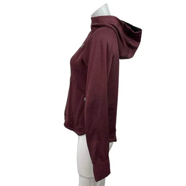 New Balance Women's Maroon Red Heat Green Hoodie Hooded Running Sweatshirt M - Image 2