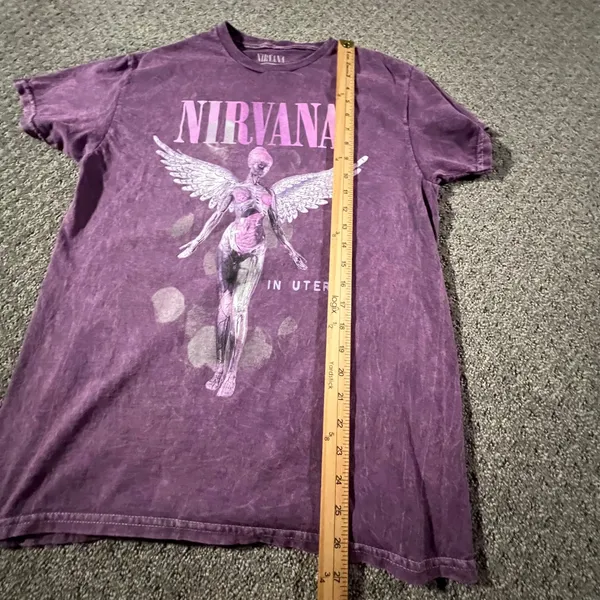 Nirvana T-Shirt Women M Purple In‎ Utero Live 93 Tour Graphic Mineral Wash Tee - Image 7