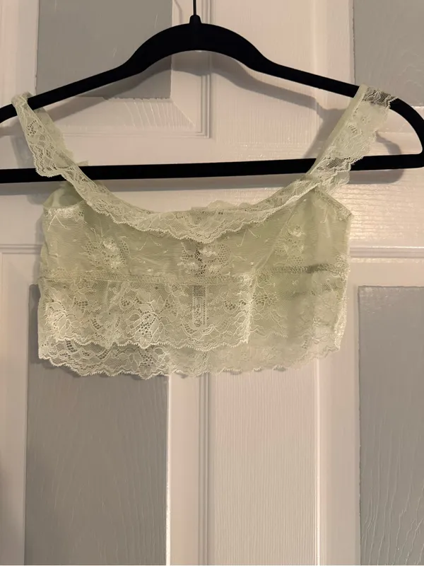 Urban Outfitters Just Peachy Green Lace Off-Shoulder Bralette - Image 3