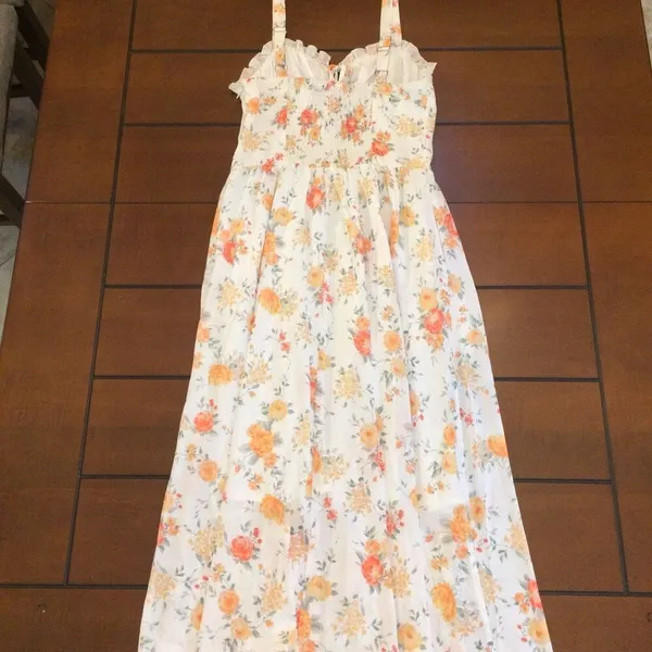 Scarlet Darkness maxi dress white orange florals small - Image 3