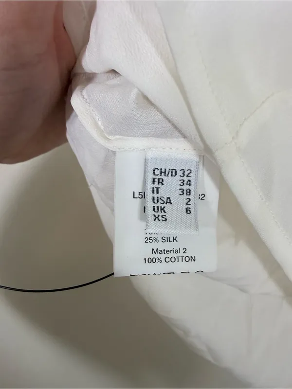 NWT Bally Switzerland White Silk Blend Short Sleeve Blouse Lace US Size 2 - Image 7