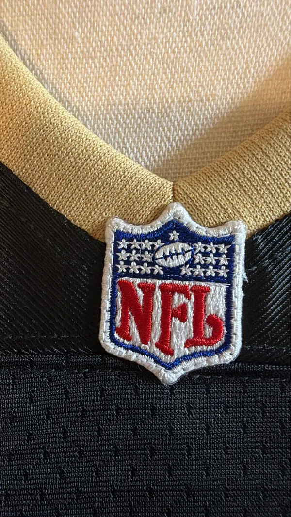 NFL Saints Women's Black Jersey with Gold Trim - Image 3