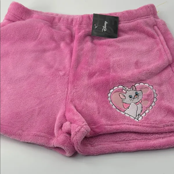 Disney Pink Fleece Shorts with Heart Cat Design - Image 15