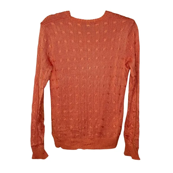 Ralph Lauren Black Label Silk V-Neck Knit Sweater Salmon Coral Medium - Image 5