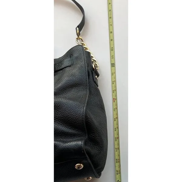 Vintage Michael Kors Carine Pebbled Leather Satchel Black Tote Shoulder Bag - Image 10