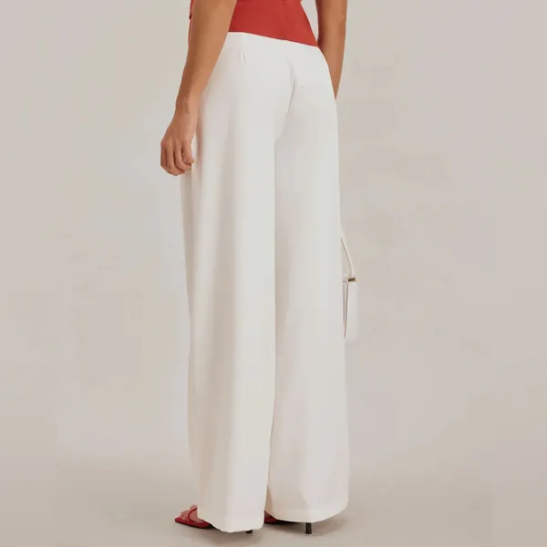 Rihoas White Ruched Straight Pants Size XS - Image 4