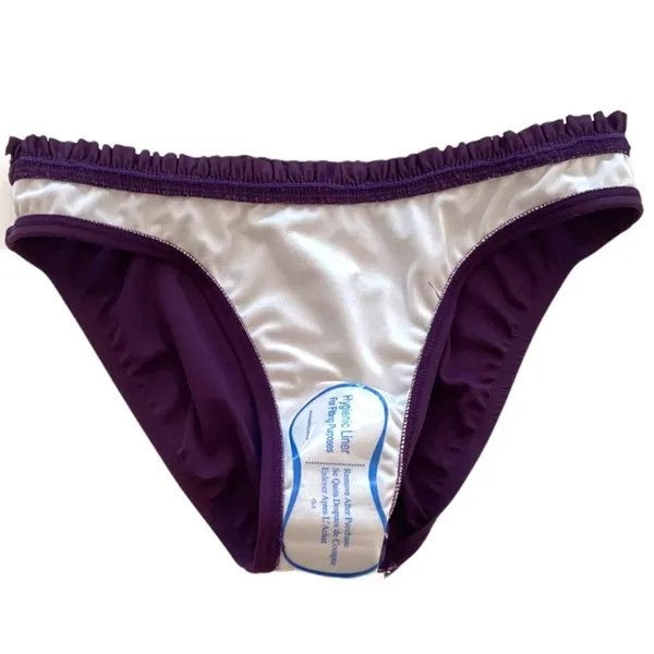 AERIN ROSE Violet Purple Ruffle Trim Bikini Bottoms - Image 4