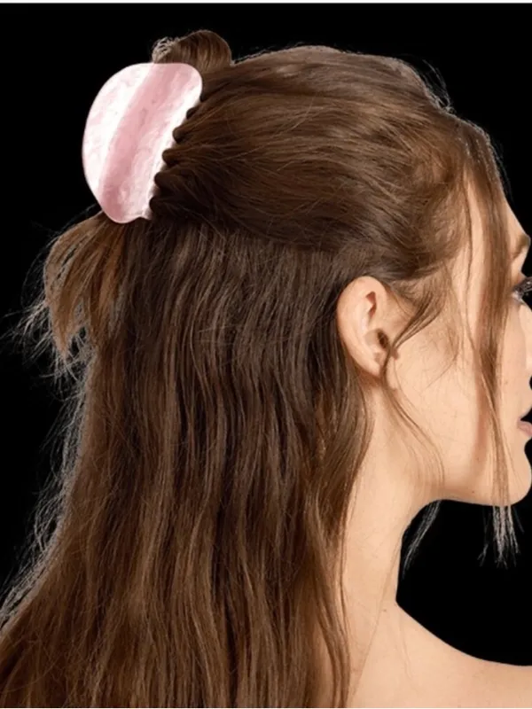 Frasier Sterling Monogram Pink Pearl Hair Claw Clip - Image 2