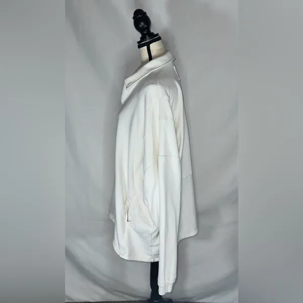 FP Movement Free People White French Terry V-Neck Oversized Polo Sweatshirt Lg - Image 7