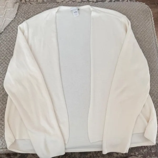 J.Jill Ivory Open Front Knit Cardigan Sweater Size Medium - Image 5