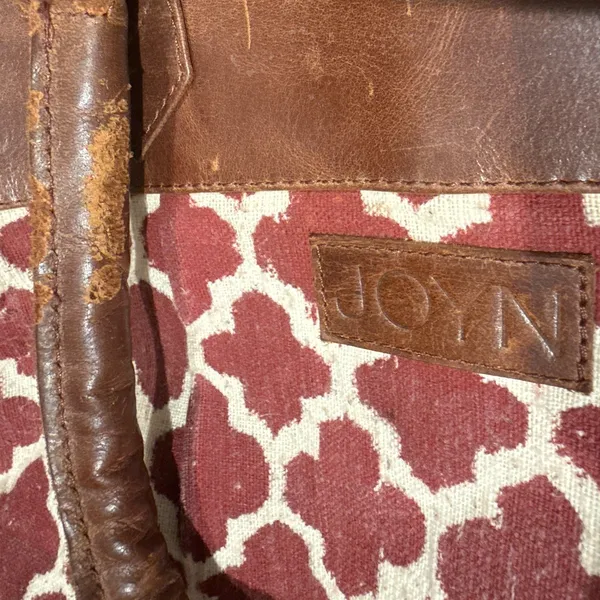 JOYN Geometric Tote Vintage Leather Burgundy/Cream Shoulder Bag - Image 10