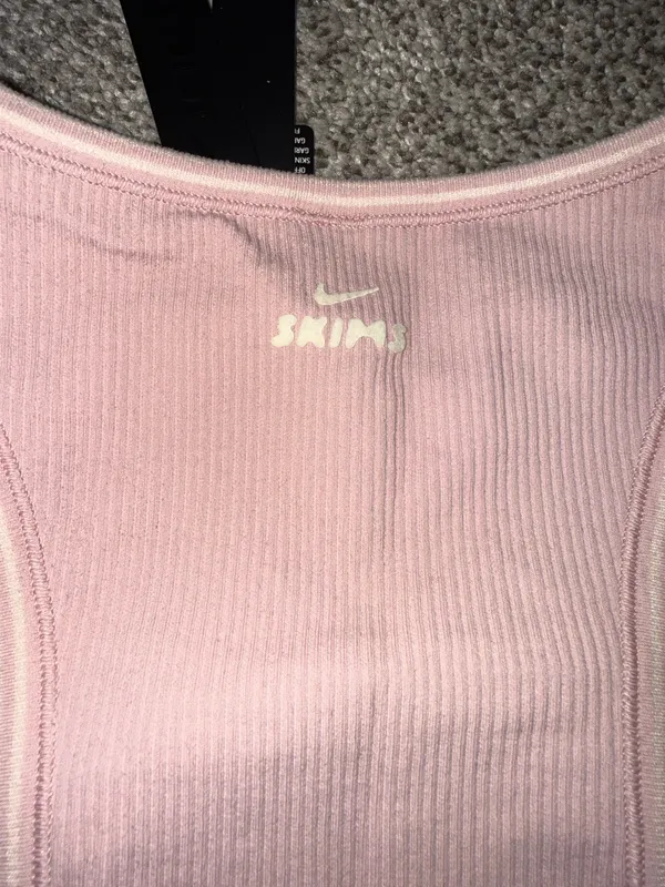 NIKE x SKIMS Ribbed Seamless Racer Front Padded Tank Bra Pink - Image 5