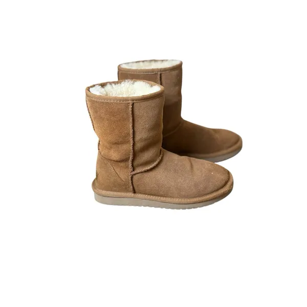 KOOLABURRA BY UGG Tan Leather Short Faux Fur Lined‎ Boots Size 6 Casual Neutral - Image 4