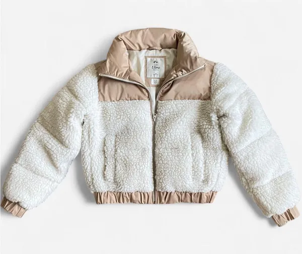 Abercrombie & Fitch Ultra Vegan Leather Sherpa Cropped Puffer Jacket in XS - Image 6