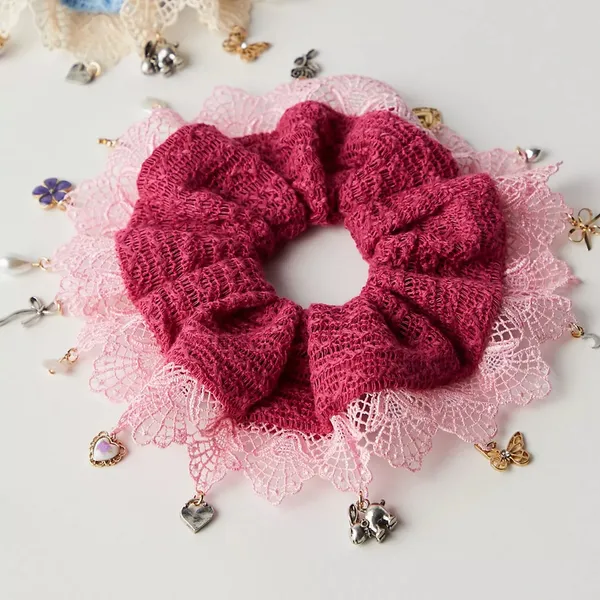 Free People Esmerelda Pony Locket Scrunchie in pink - Image 4