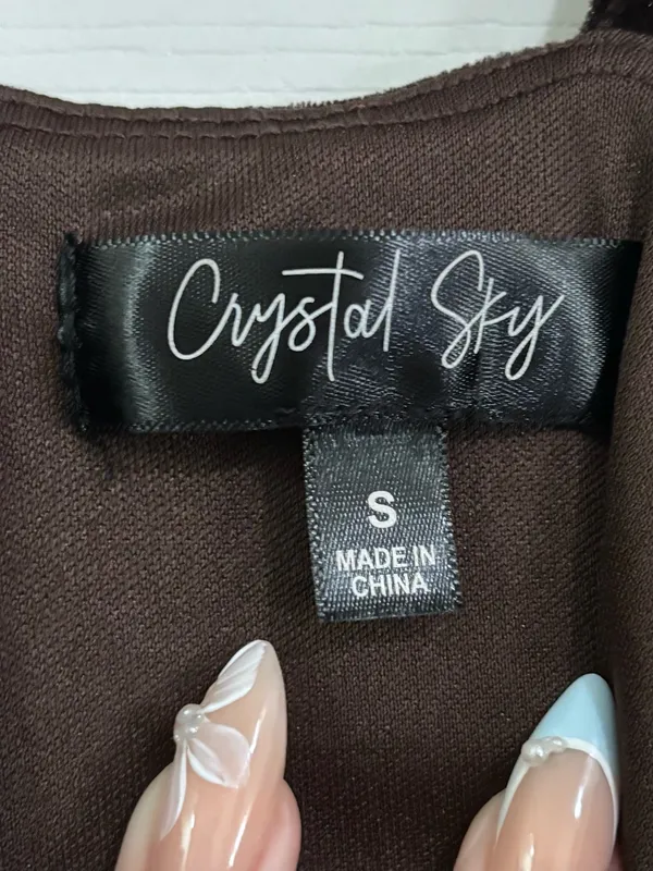 Crystal Sky Brown Velvet Mini Dress - Image 3
