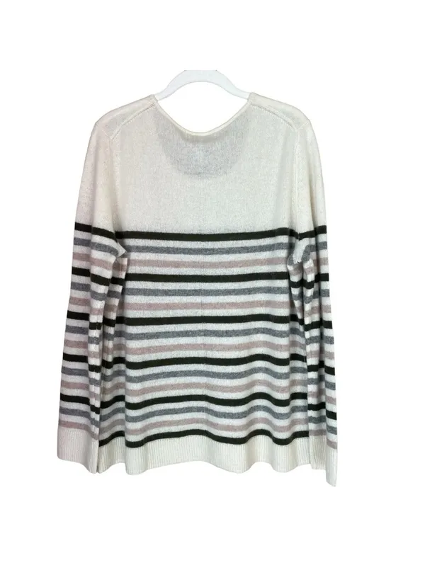 41 Hawthorn 100% Cashmere Striped Scoop Neck Sweater Size XXL Luxury Plus Size - Image 2