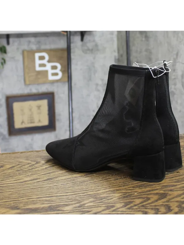 A New Day Celaena Mesh Block Heel Mid-Calf Boots with Memory Foam Black 8.5M - Image 2