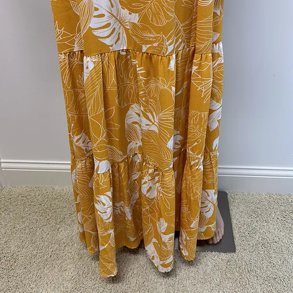 Lulus Open Back Golden Yellow Long Maxi Dress with Flutter Sleeves size S - Image 3