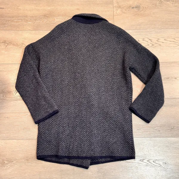 Madewell Herringbone Knit Blazer‎ Sweater Cardigan Jacket Blue Wool Small S - Image 2