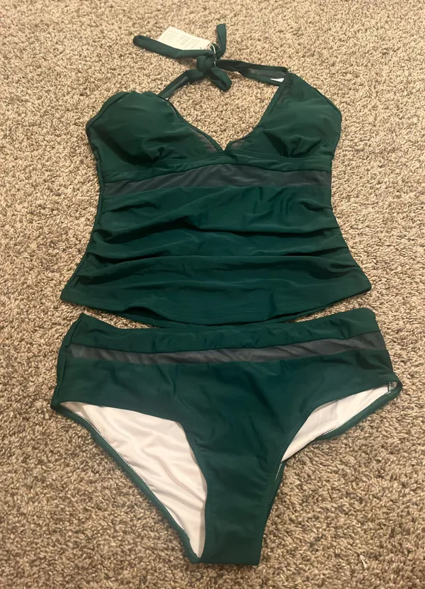 Duwmcon Womens V Neck Tankini Bathing Suits Tummy - Image 7