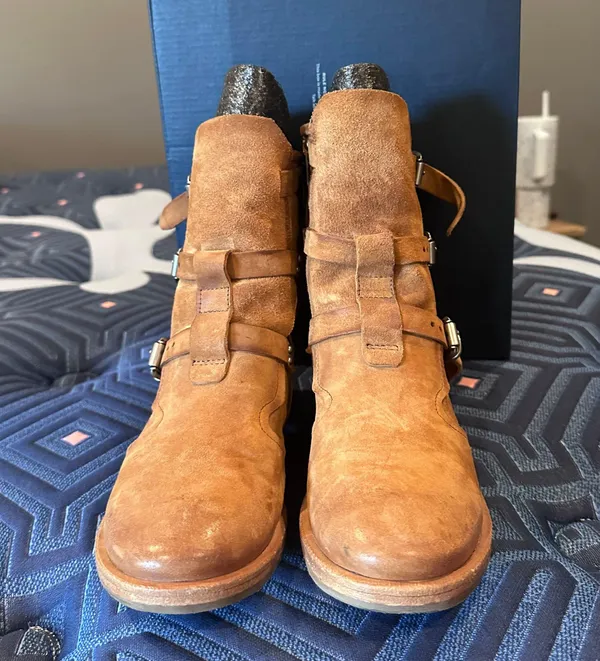 Tan, Suede Zarek Moto Boot, Size 37 - Image 3