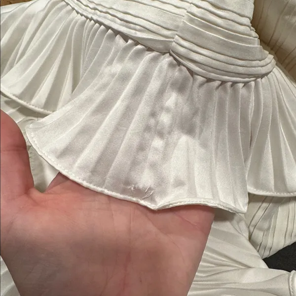 AMUR Isla Strapless Rosette Ruffle-Trim‎ Mini Dress 8 Ivory White - Image 9