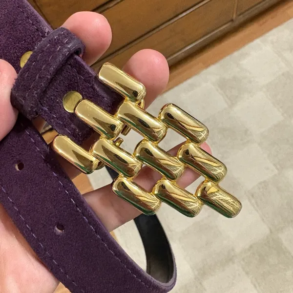 Nan Lewis Elegant Purple Belt with Gold Buckle - Image 2