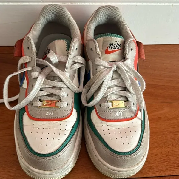 Nike Women's Sneakers Air Force 1‎ Low Shadow Sail Blue Green sz 8 CI0919-109 - Image 2