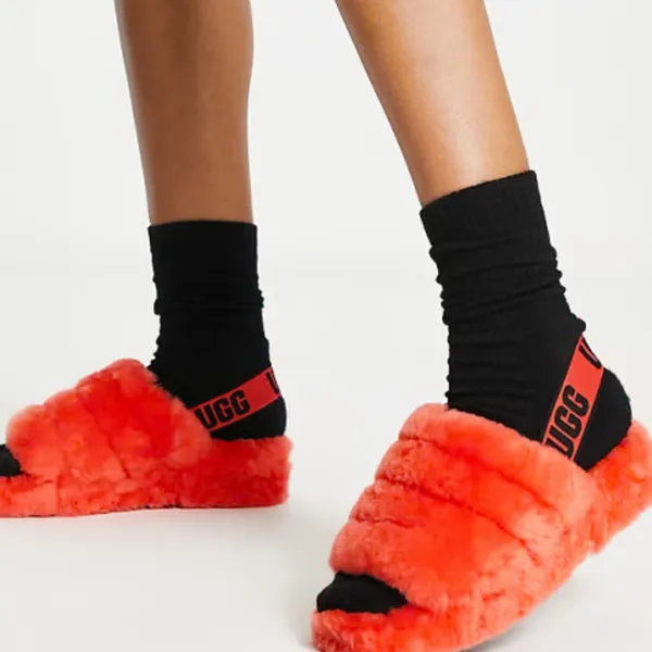 UGG Womens Fluff Yeah Slides Cali College‎ Slippers Sandal Shoe 1095119 Size 10 - Image 10