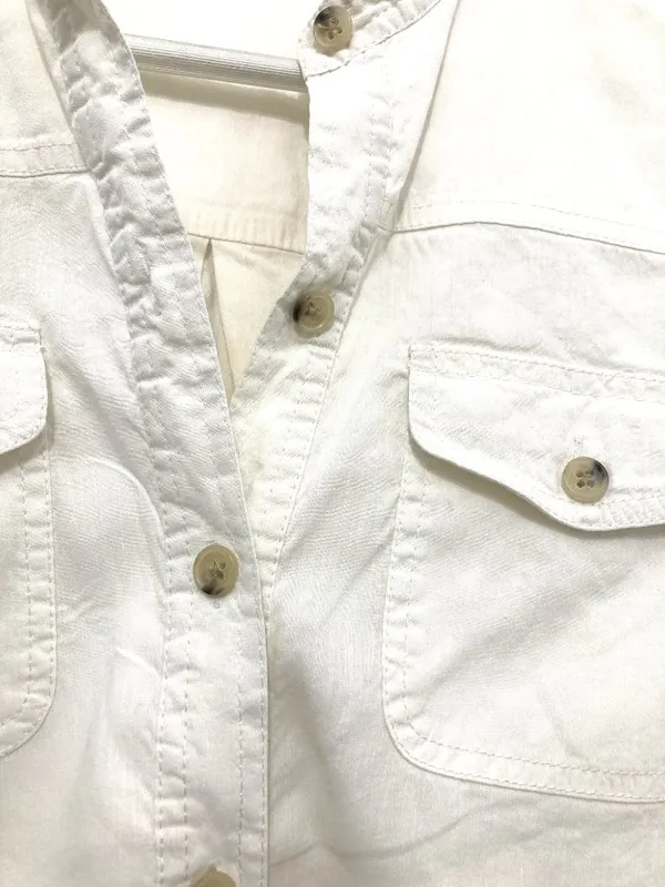 Theory "Corian" Luxury Linen-Blend Popover Utility Shirt M - Image 7