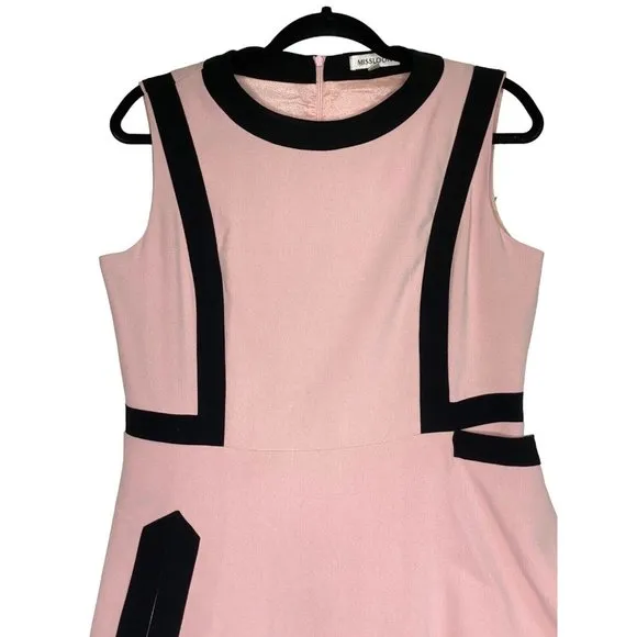 Misslook Pink Shift Dress size 10 Wrap Lined MIDI Business‎ Retro - Image 2
